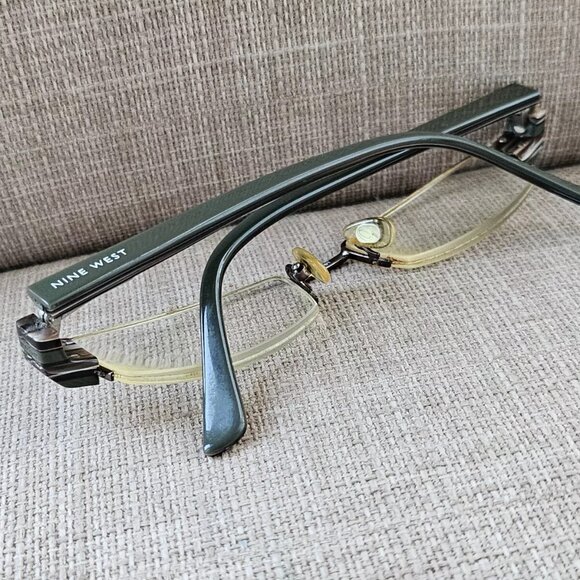 Nine West Vintage Eyeglasses Half Rim Olive/Gold Tone Glasses - Picture 5 of 12